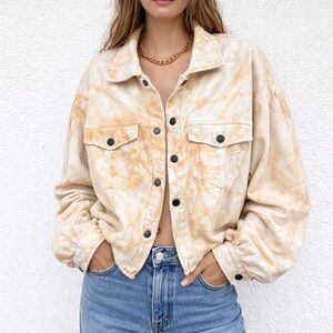 Natural Life Lena Cropped Trucker Sweatshirt Jacket Tie Dye Boho Size  L/XL